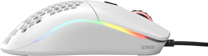 Model O Wired Gaming Mouse - 67G Superlight Honeycomb Design, RGB Lighting, Pixart 3360 Sensor, Omron Switches, Ambidextrous - Matte White