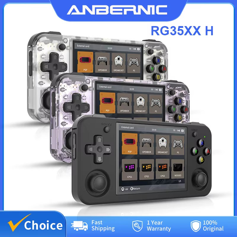 RG35XX H Handheld Game Console with 3.5-Inch IPS Screen, Linux OS, 64GB Storage, 3300mAh Battery, and 5528 Preloaded Retro Games