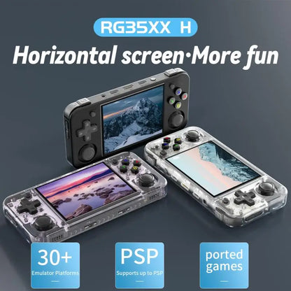 RG35XX H Handheld Game Console with 3.5-Inch IPS Screen, Linux OS, 64GB Storage, 3300mAh Battery, and 5528 Preloaded Retro Games