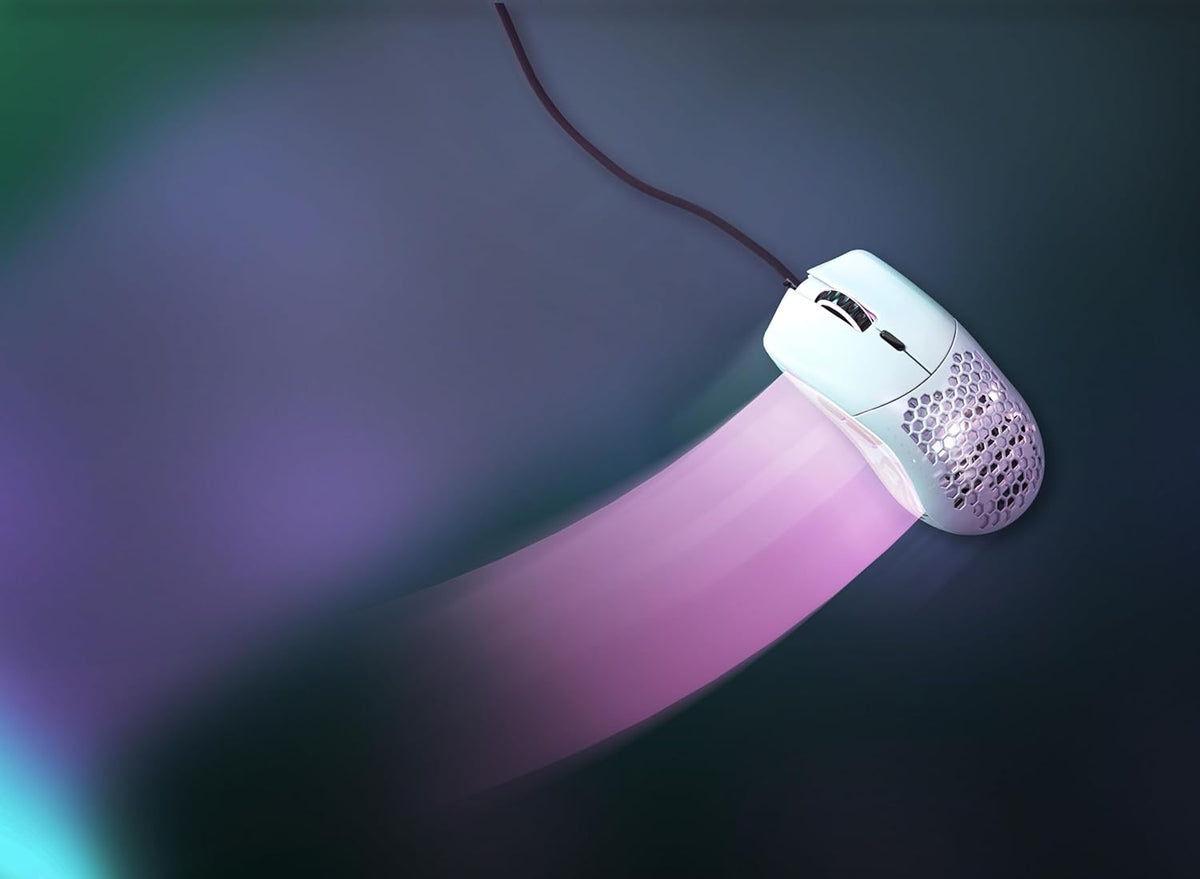Model O Wired Gaming Mouse - 67G Superlight Honeycomb Design, RGB Lighting, Pixart 3360 Sensor, Omron Switches, Ambidextrous - Matte White