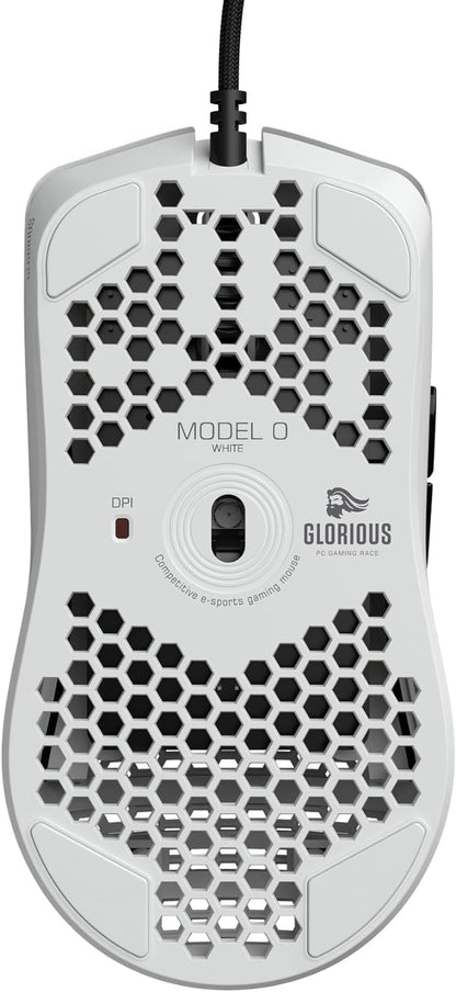 Model O Wired Gaming Mouse - 67G Superlight Honeycomb Design, RGB Lighting, Pixart 3360 Sensor, Omron Switches, Ambidextrous - Matte White