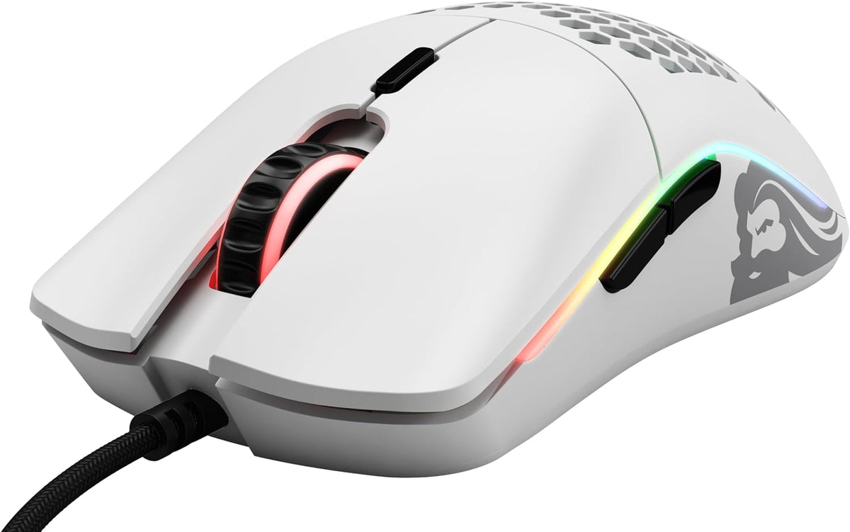 Model O Wired Gaming Mouse - 67G Superlight Honeycomb Design, RGB Lighting, Pixart 3360 Sensor, Omron Switches, Ambidextrous - Matte White